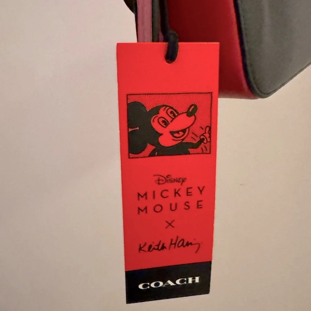 Coach Madison 19 Disney Mickey Keith Haring Electric Red Multi Shoulder Bag - Picture 7 of 9